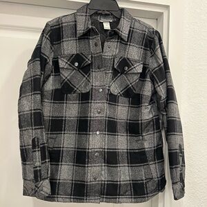 Duluth Trading Co Black and Gray Plaid Jacket